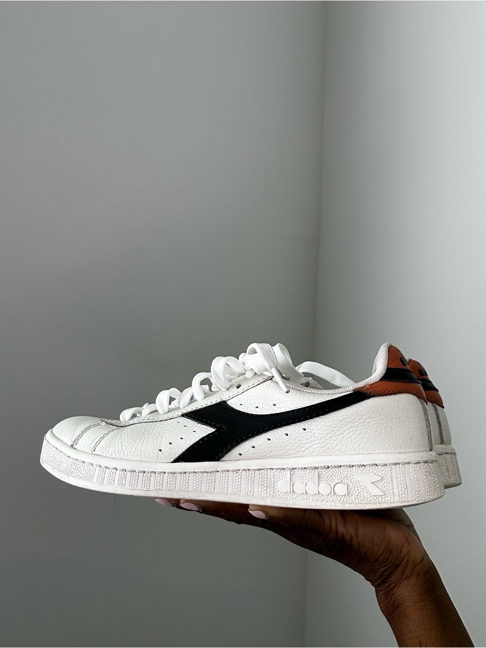 diadora leather sneakers | white & cognac